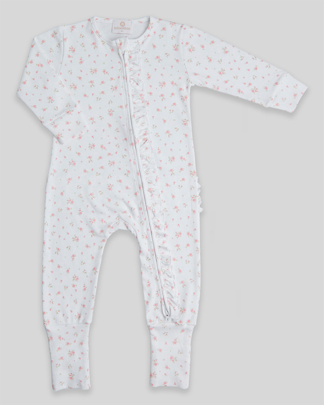 Enterizo pie reversible Flores Rosadas