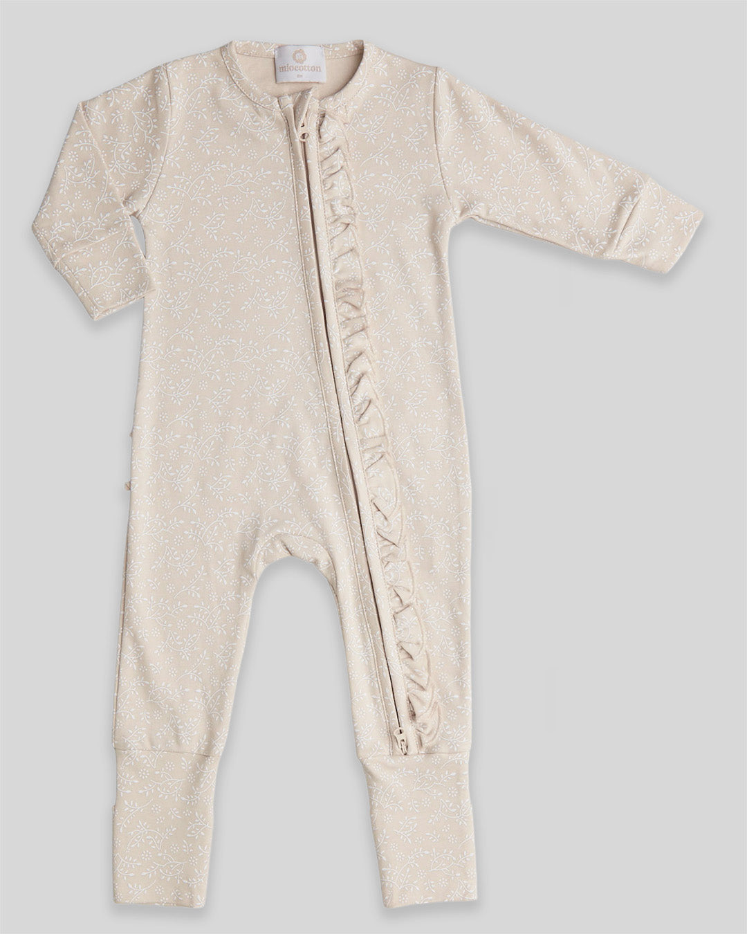 Enterizo pie reversible Latte Hojas Blancas