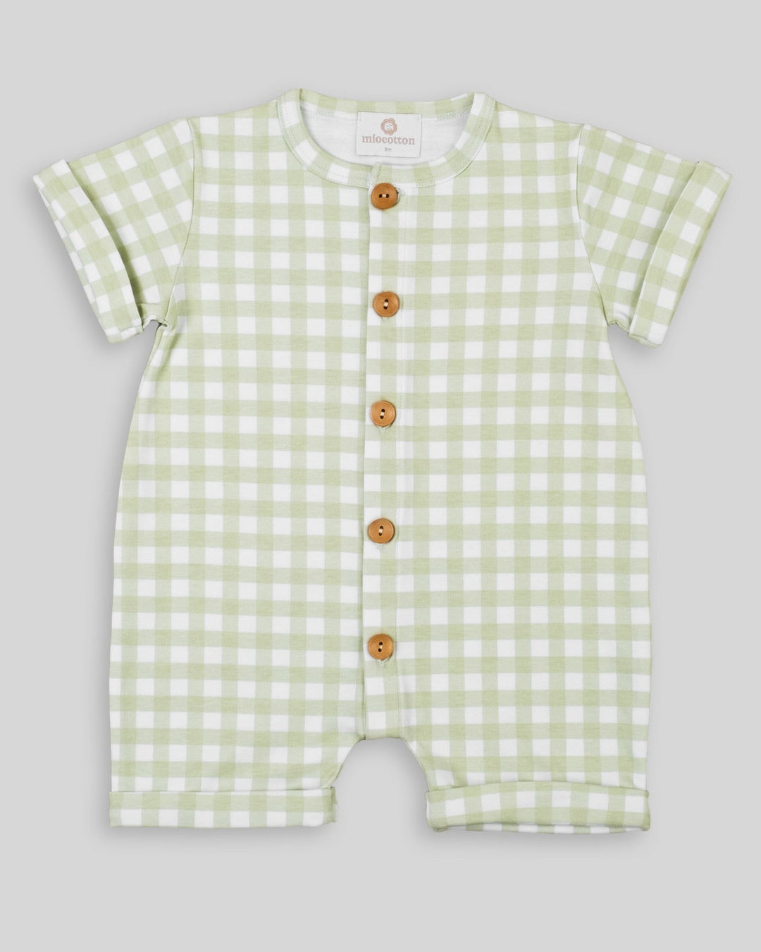 Enterizo corto Puccini para bebe niño de cuadros Pistacho