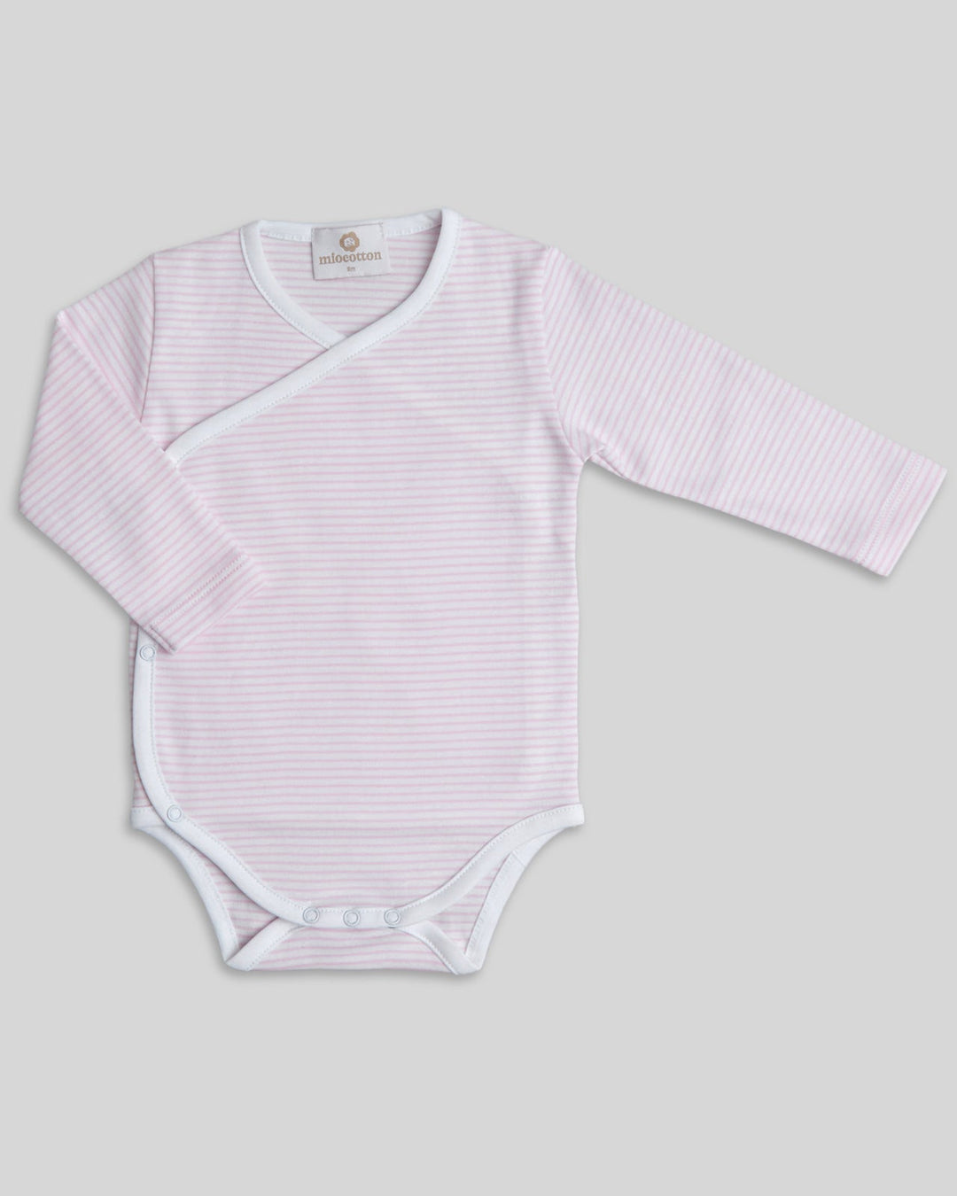 Body cruzado para bebés rayas rosadas, práctico y elegante.
