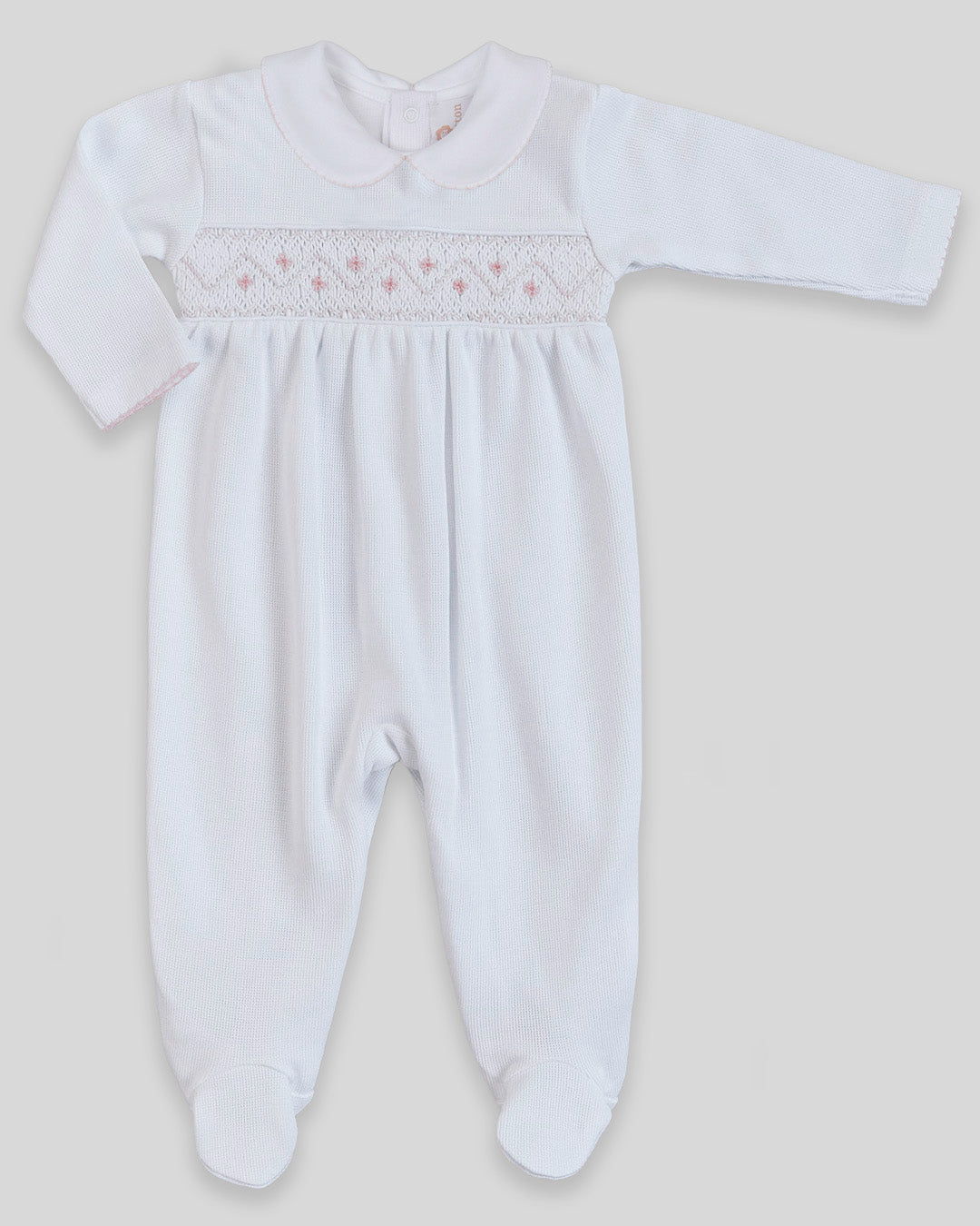 Enterizo Smock Punto ingles Amila Blanco