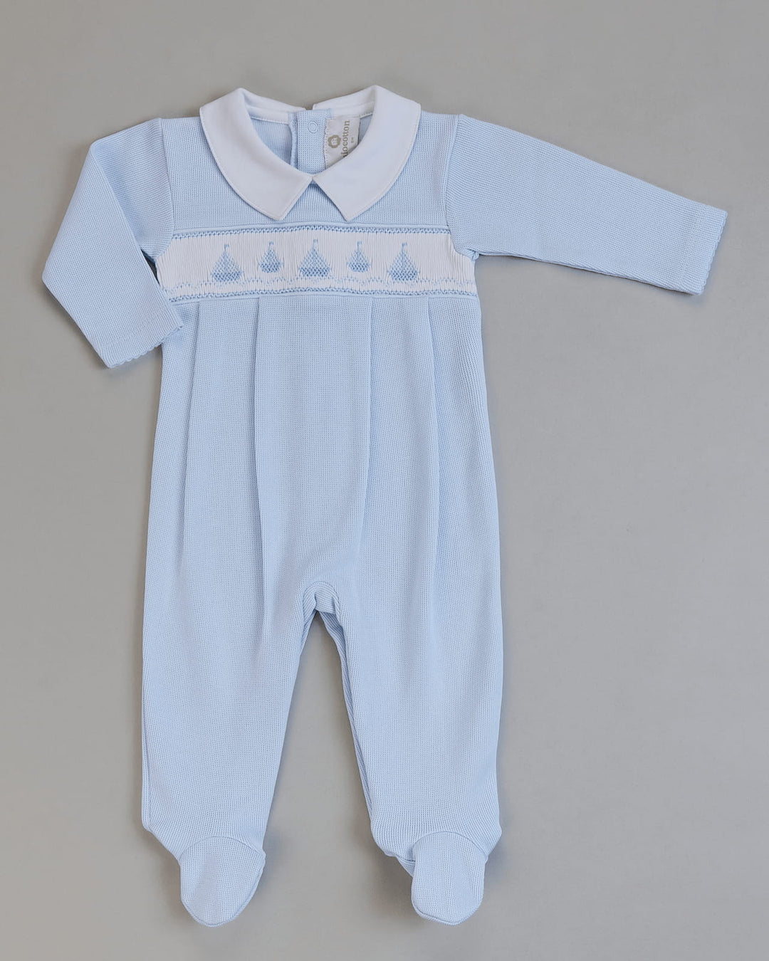 Enterizo bordado punto smock Sailboat Pastel - Celeste