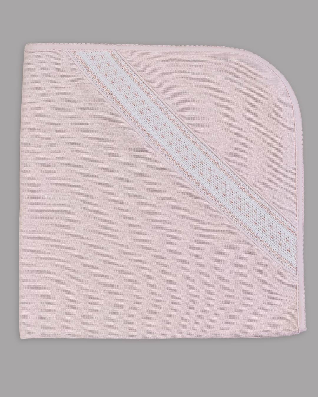 Manta Daphne para niña color rosado con bordado punto smock