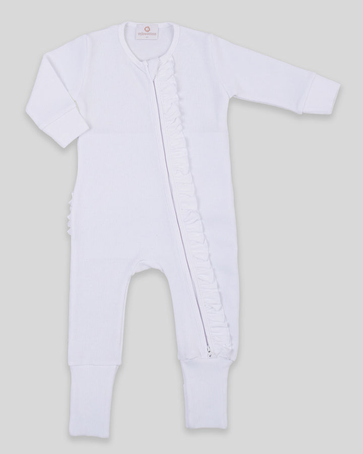 Enterizo Mikela Pie Reversible Punto Ingles Blanco