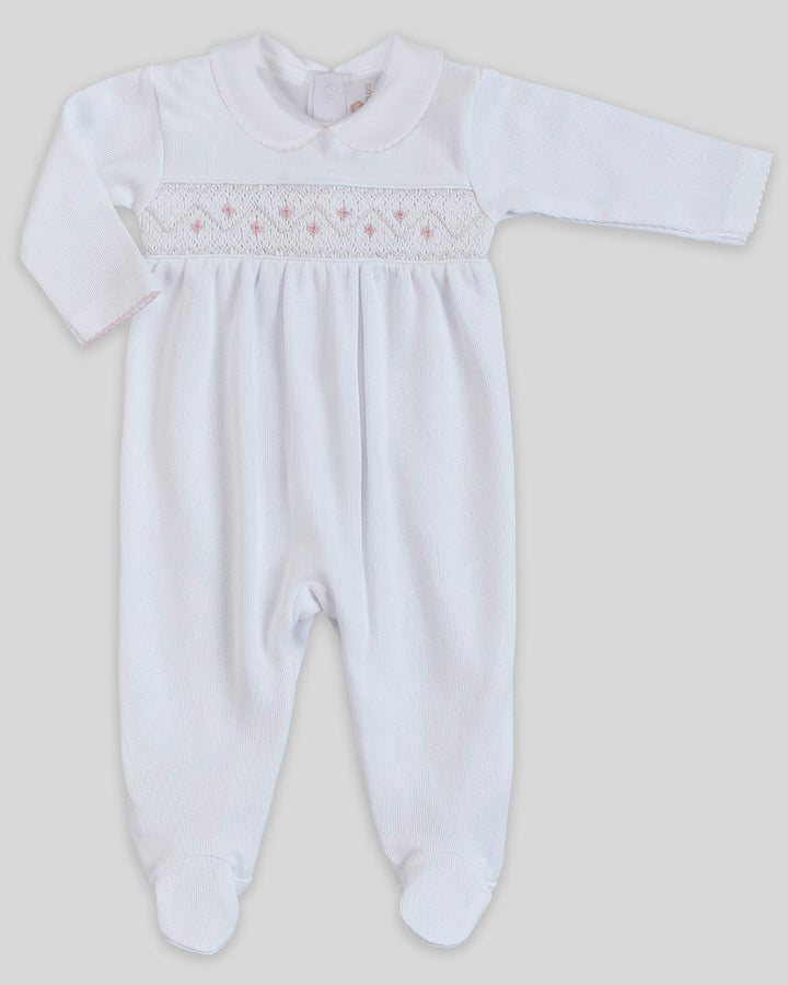 Enterizo Smock Punto ingles Amila Blanco