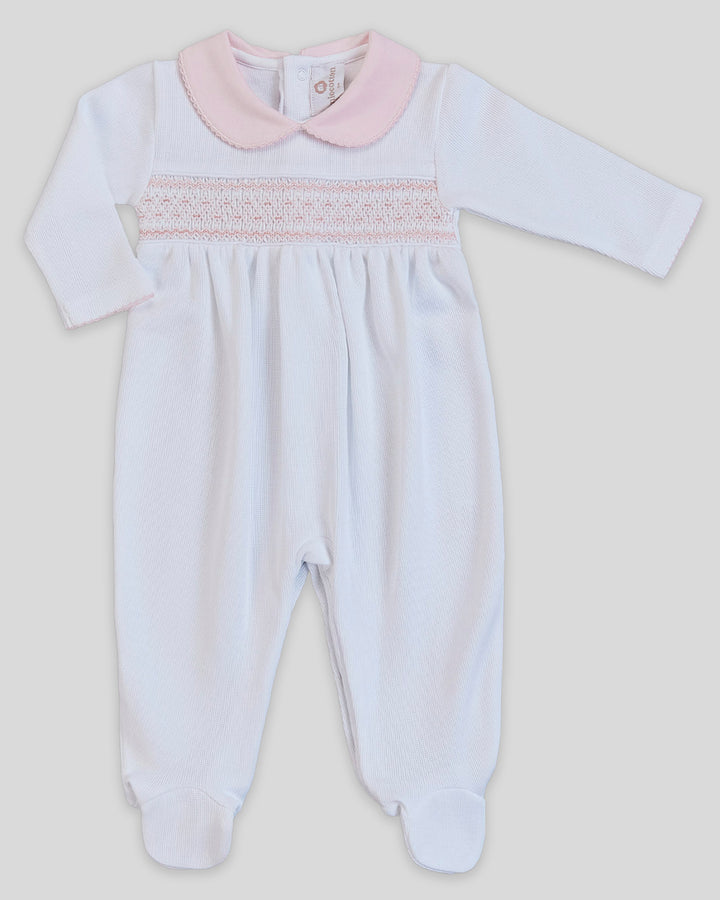 Enterizo Smock Punto Ingles Daphne Blanco