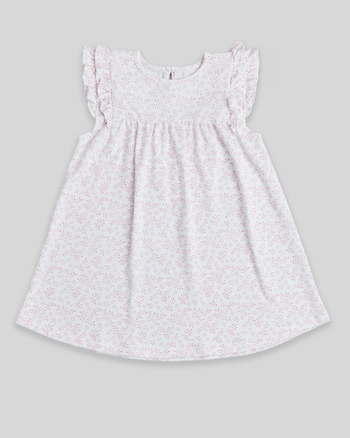 Vestido pima para  niña Hojas Palo Rosa