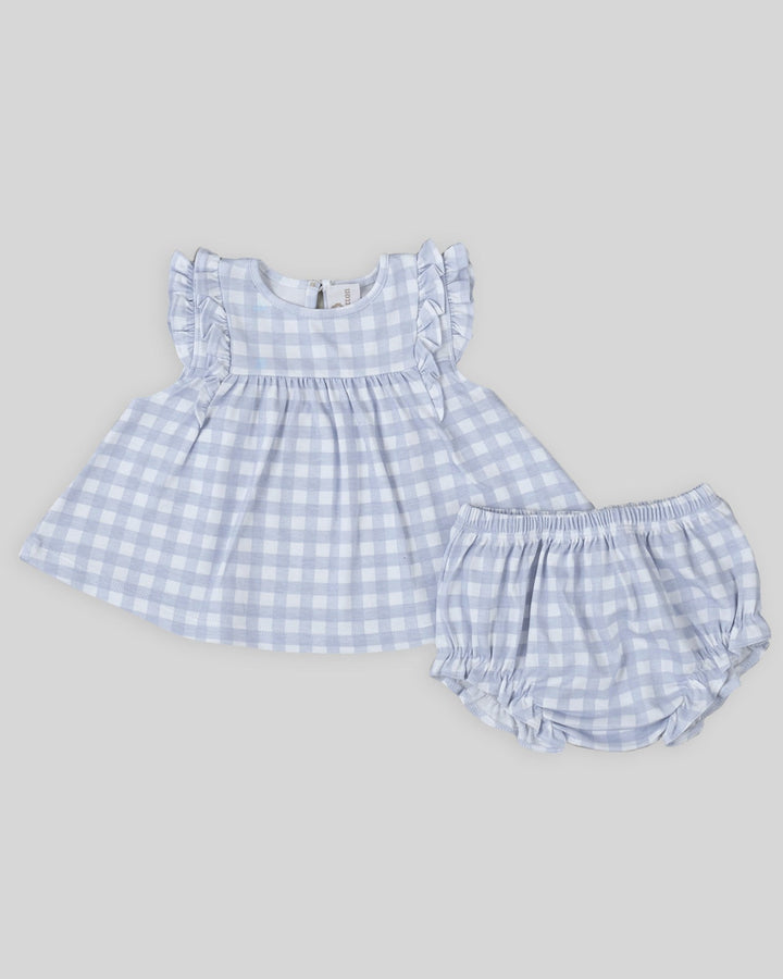 Mini vestido de niña Aurelia - Cuadros Celestes
