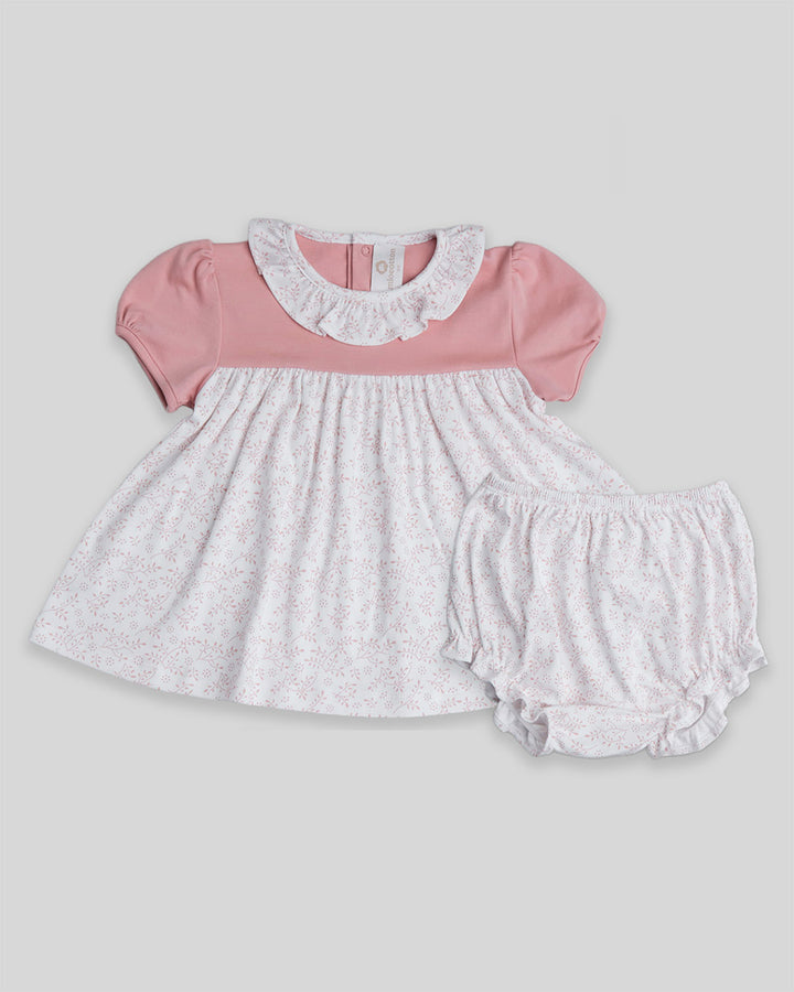 Mini vestido pima Briana Hojas Palo Rosa