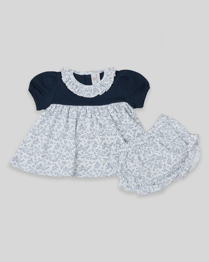 Mini vestido pima Briana Hojas Azul Índigo