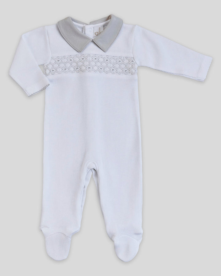 Enterizo Smock Punto Ingles Tarik Blanco