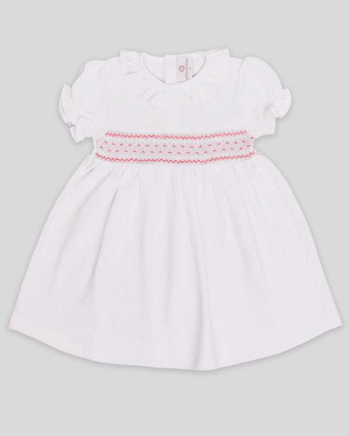 Vestido Smock Punto Ingles Daphne Blanco