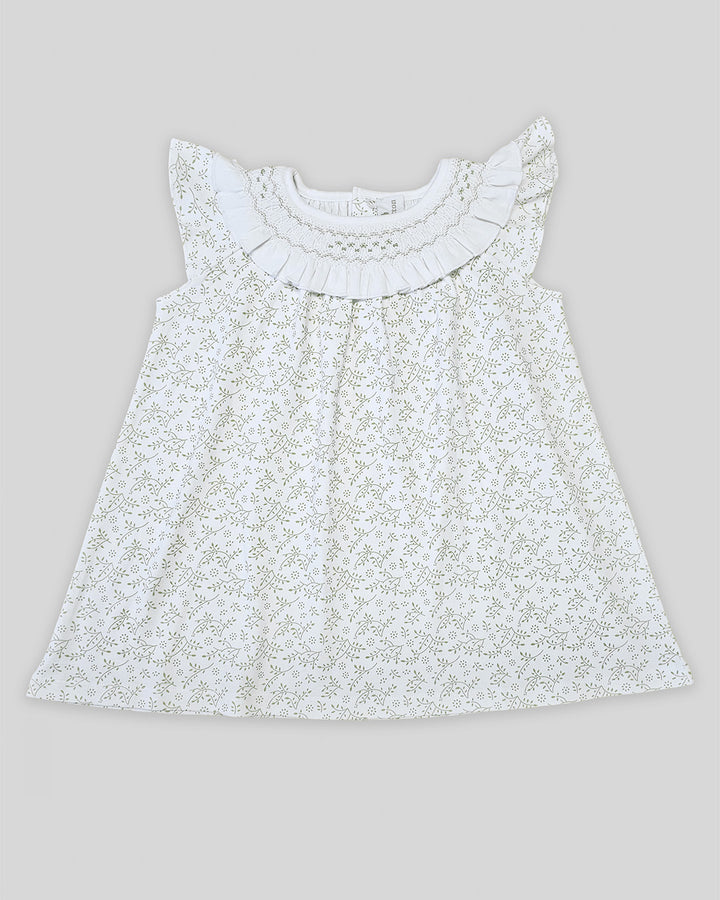 Vestido smock pima Hojas Sage Green