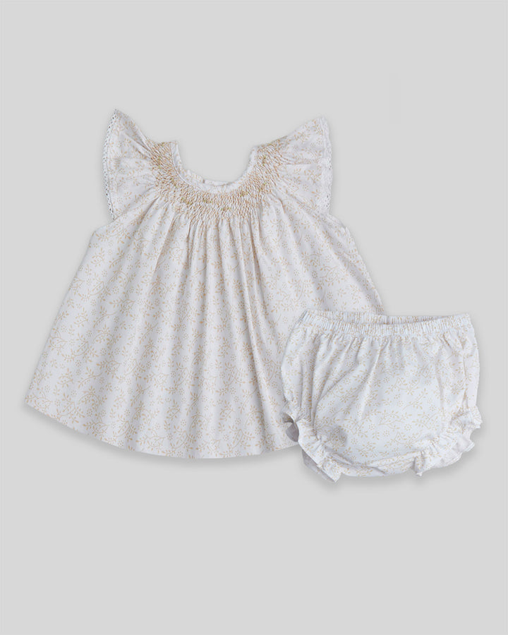 Mini Vestido popelina Amelia Hojas Latte
