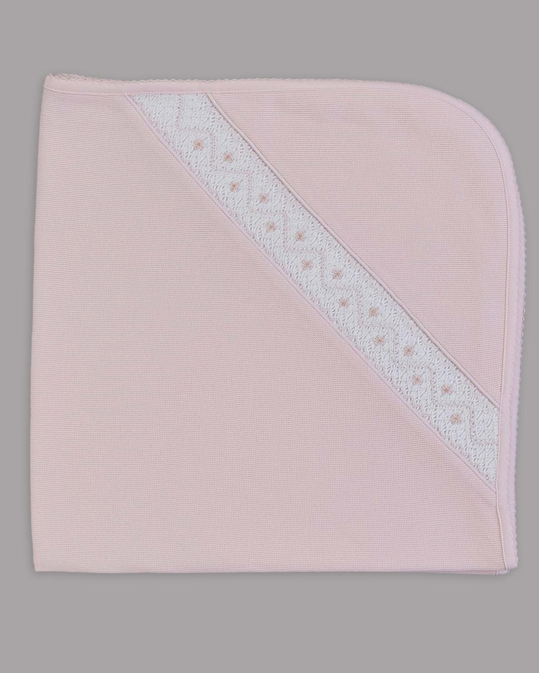 Manta Alma para niña color rosado con bordado punto smock