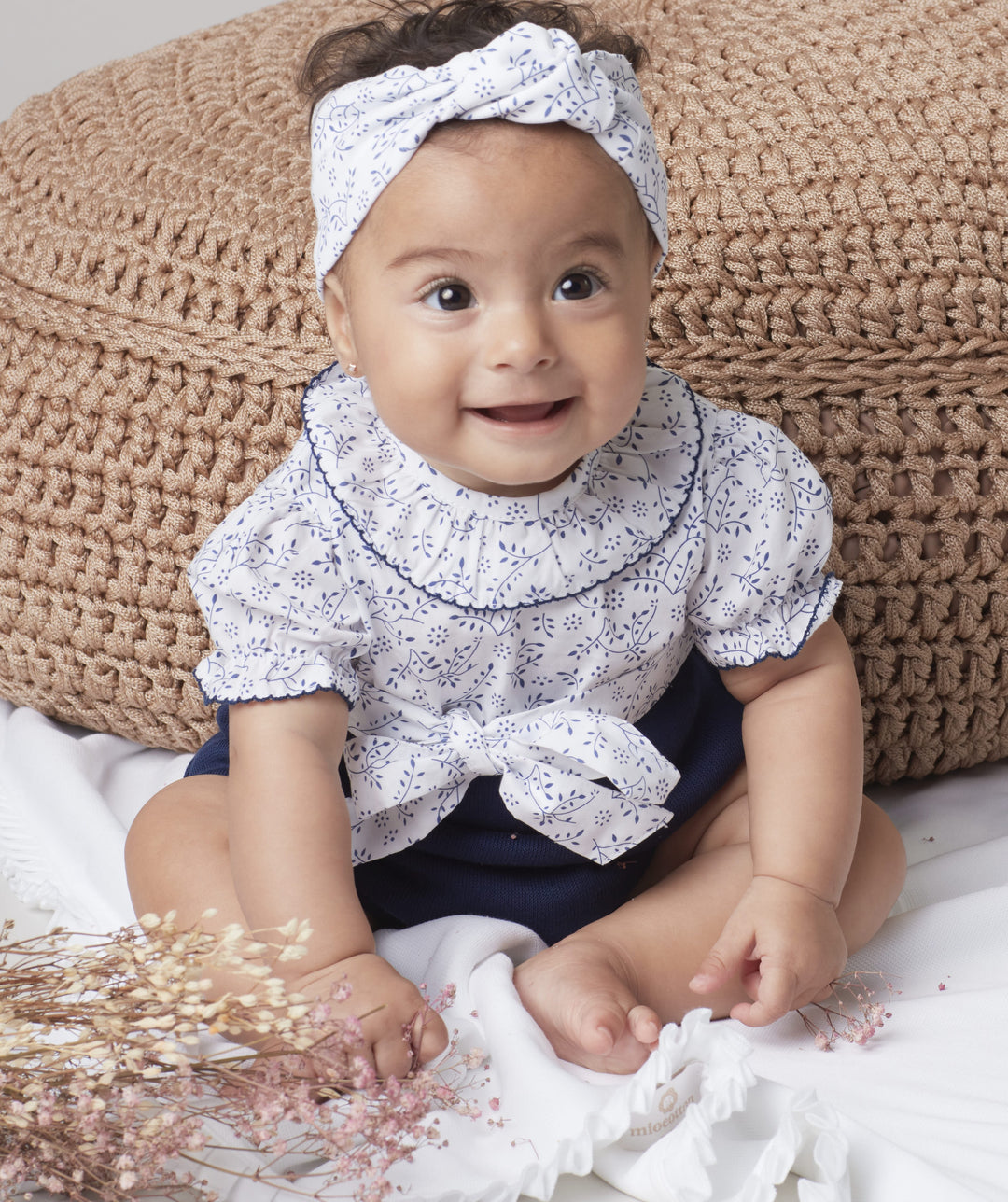 Bombacho pima con cinta hojas Azul índigo