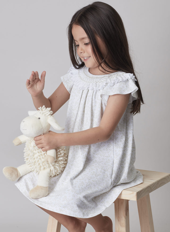 Vestido smock pima Hojas Sage Green