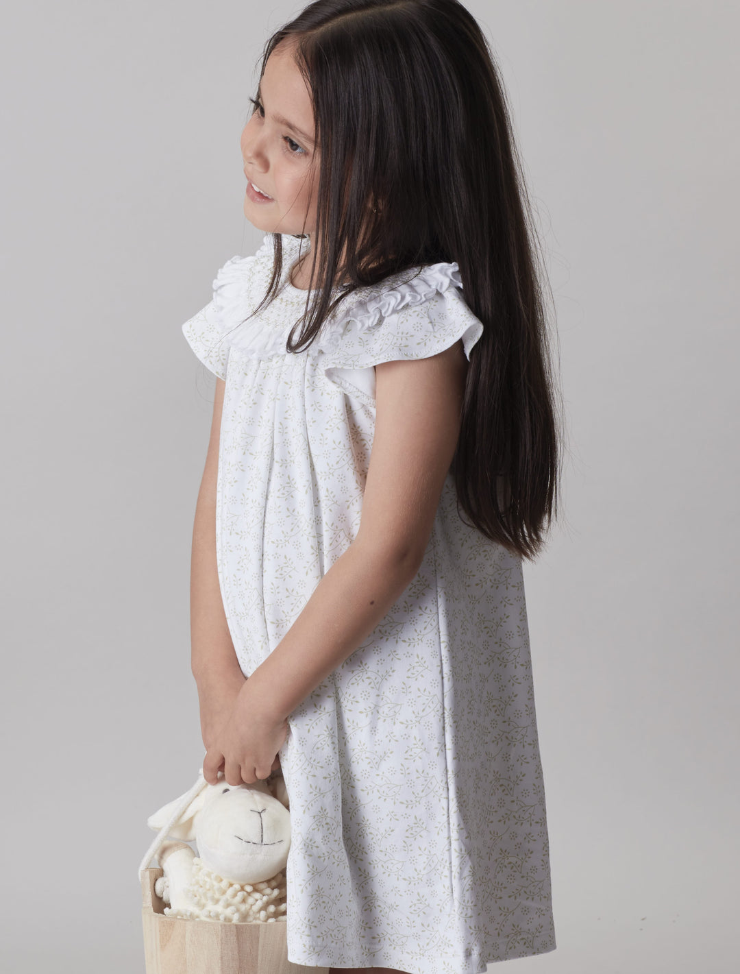 Vestido smock pima Hojas Sage Green