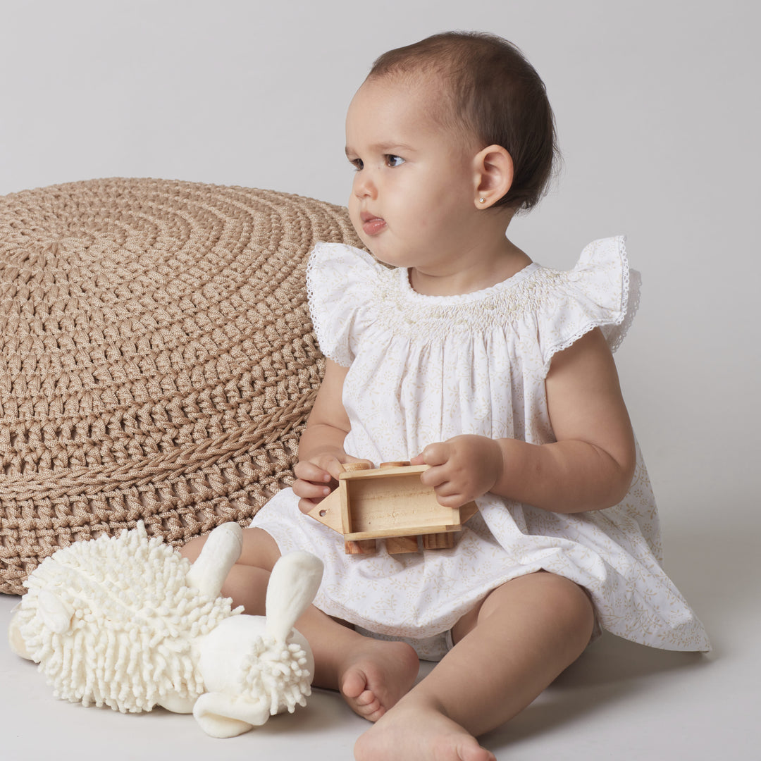 Mini Vestido popelina Amelia Hojas Latte