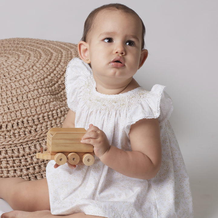 Mini Vestido popelina Amelia Hojas Latte