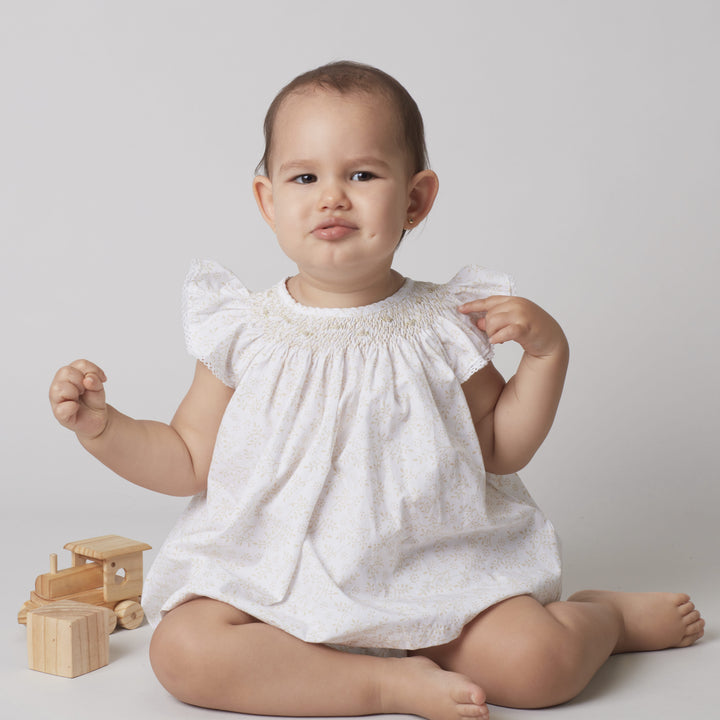 Mini Vestido popelina Amelia Hojas Latte