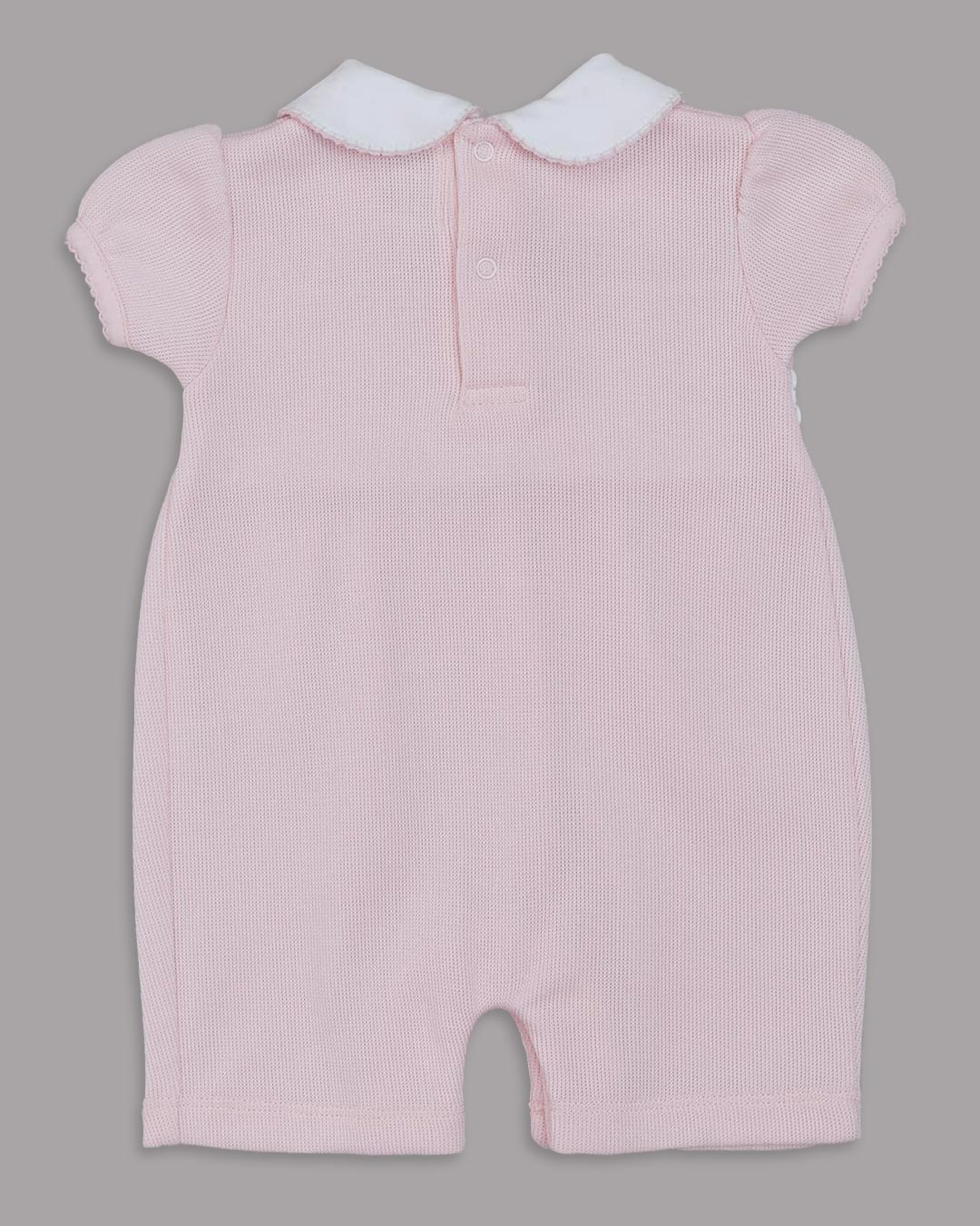 Enterizo corto Dina para bebes en color rosado con bordado punto smock 