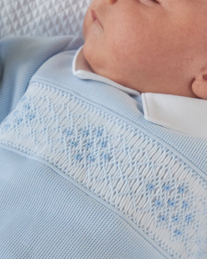 Enterizo Smock Punto Ingles Gino Celeste