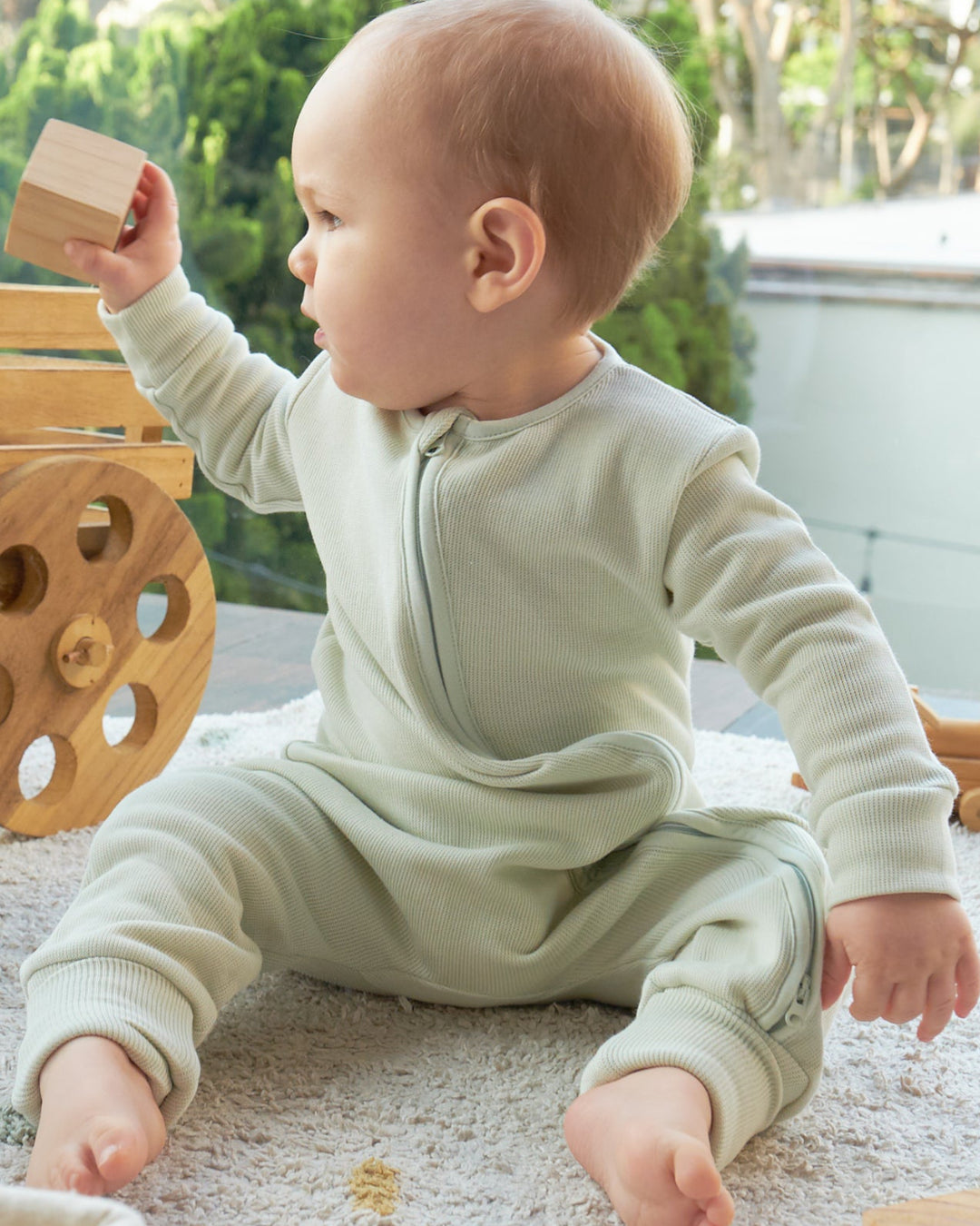 Enterizo Mike Pie Reversible Punto Ingles Pistacho