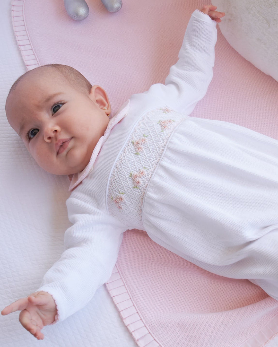 Enterizo Smock Punto Ingles Zuz Blanco