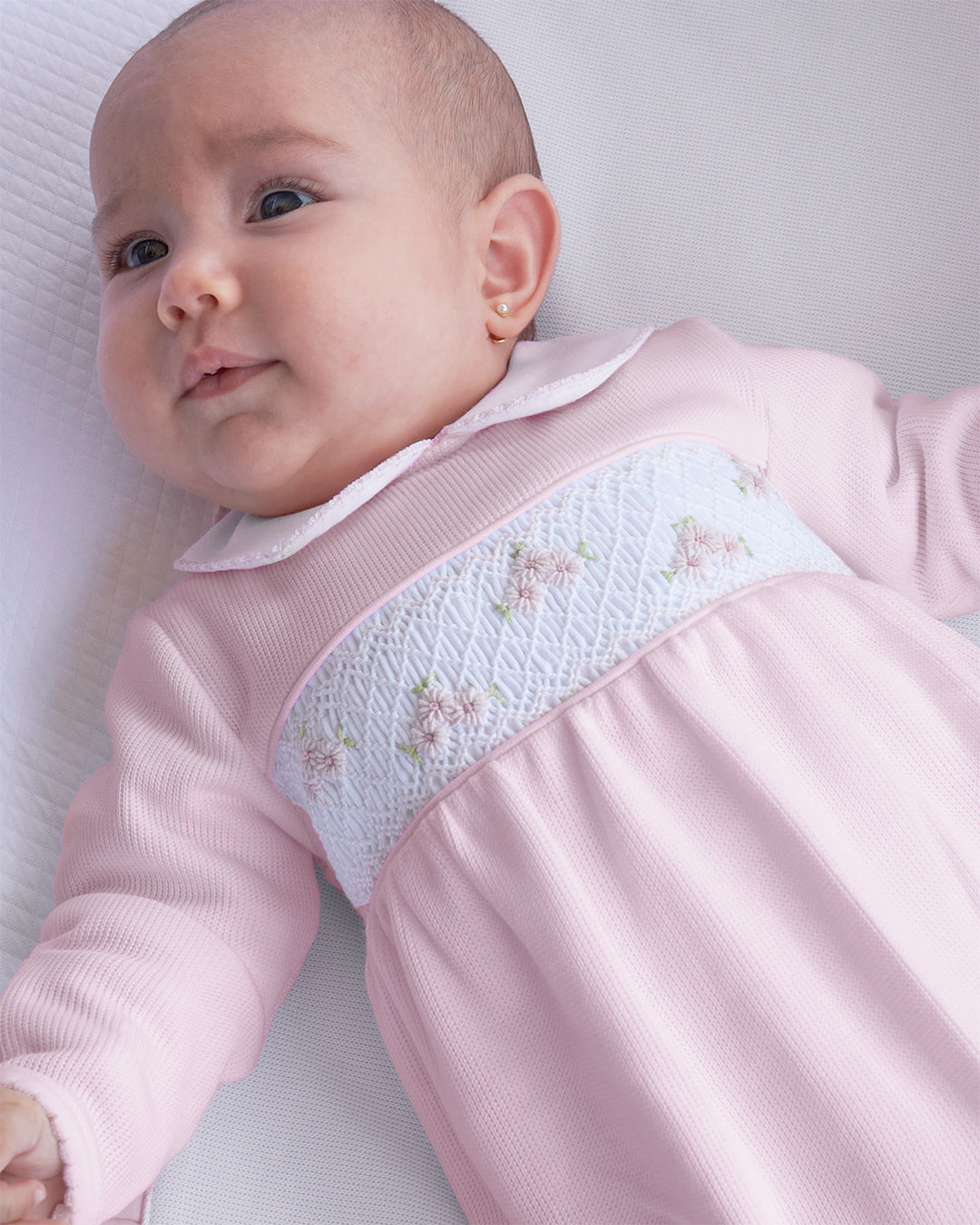 Enterizo Smock Punto Ingles Zuz Rosado