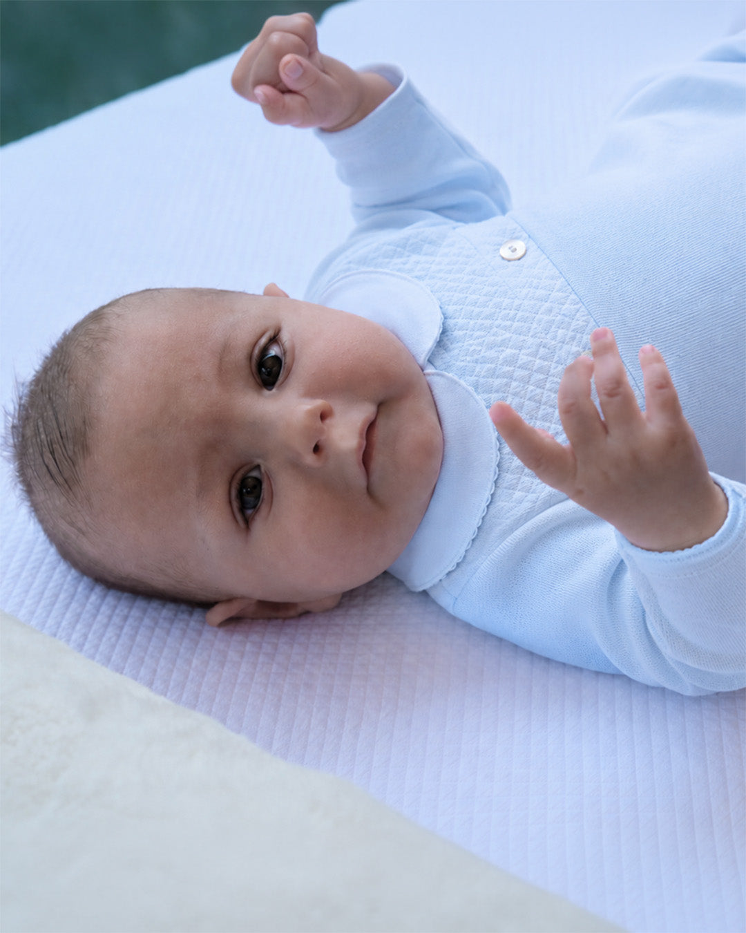 Enterizo Kiddy Punto Ingles Con Acolchado Celeste
