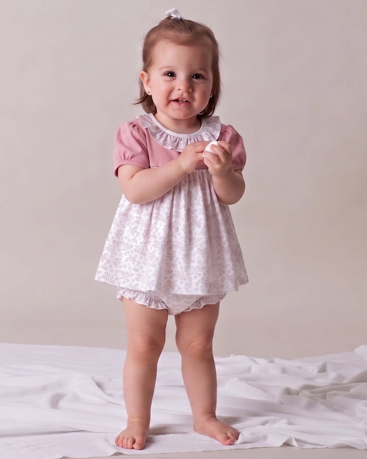 Mini vestido pima Briana Hojas Palo Rosa