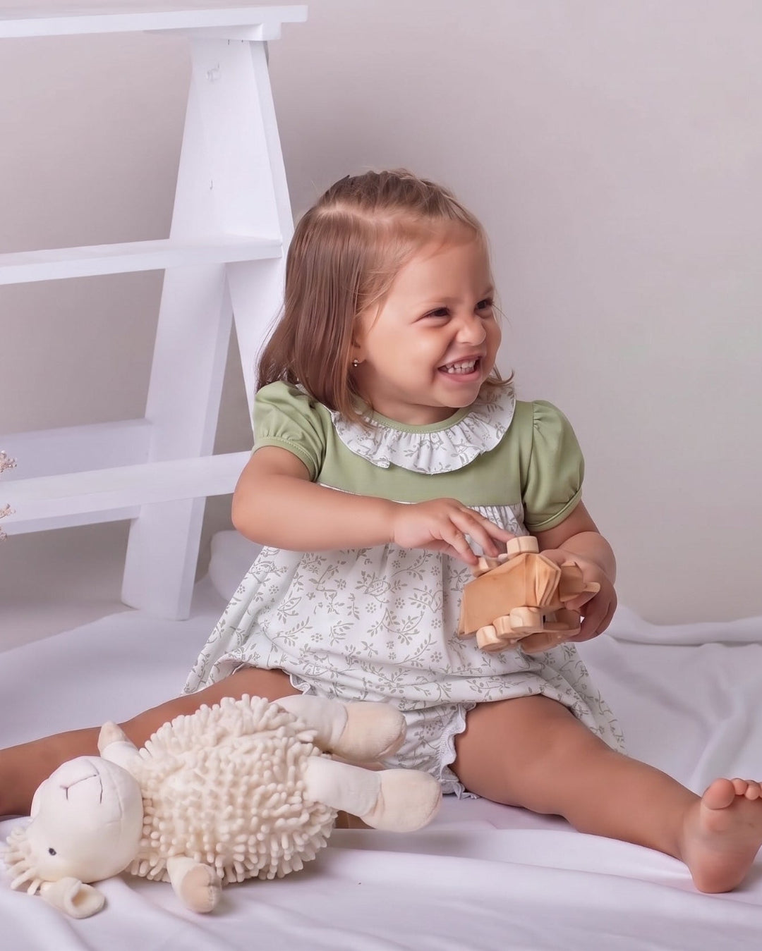 Mini vestido pima Briana Hojas Sage Green