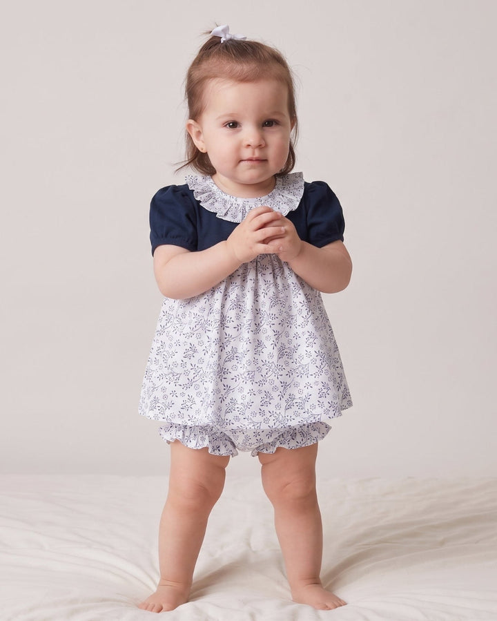 Mini vestido pima Briana Hojas Azul Índigo