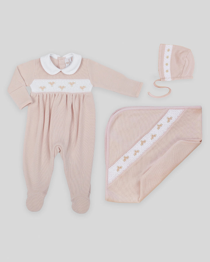 Conjunto de Bebé Smock Punto Inglés Zuz Nude