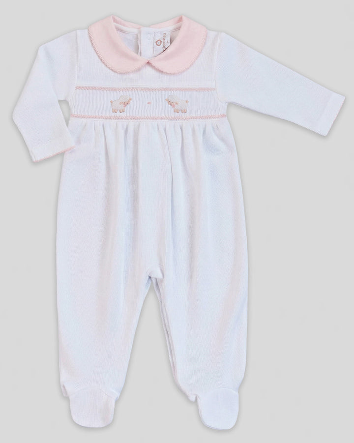 Enterizo Smock Punto Ingles Ovejita Blanca