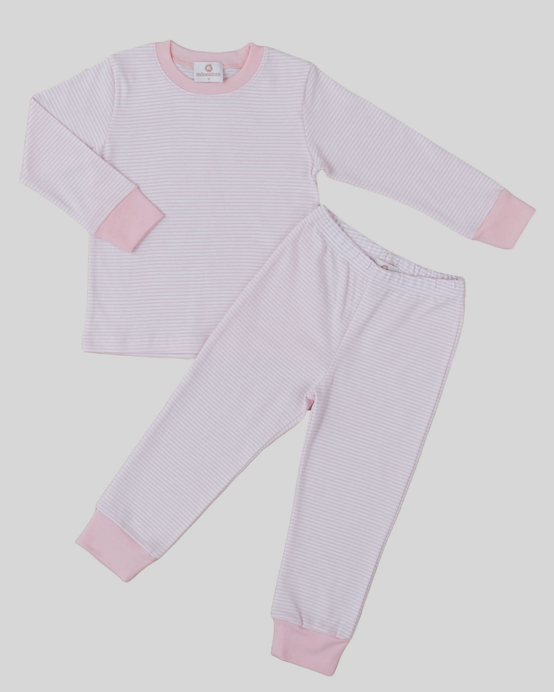 Pijama de algodon para niña rayas rosadas