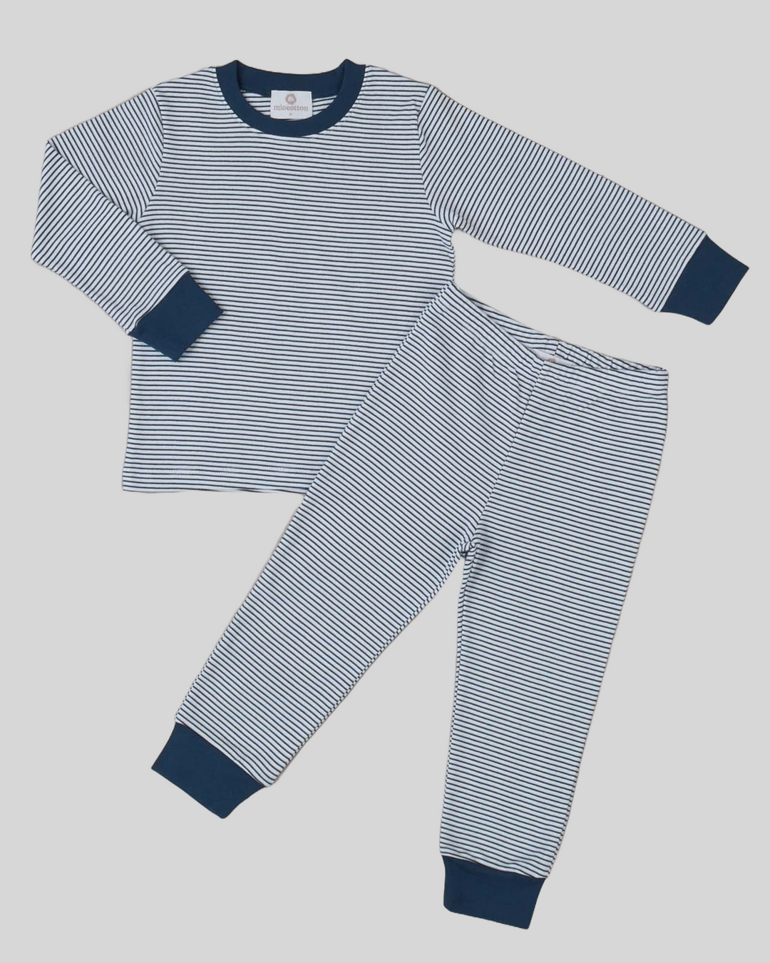 Pijama de algodon para niños rayas azules