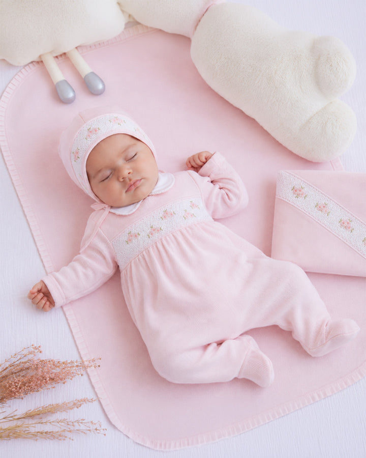 Conjunto de Bebé Smock Punto Inglés Zuz Rosado