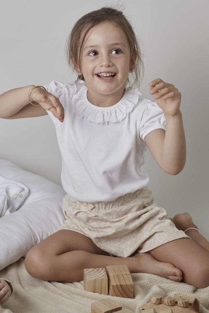 Short Pima latte Hojas Blancas