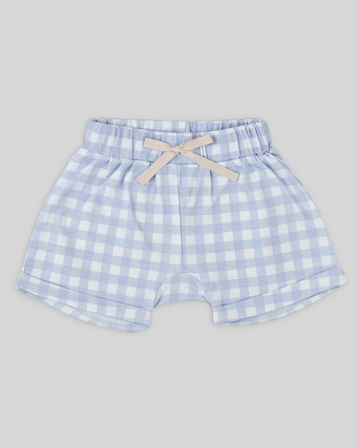 Short de cuadros palo rosa para niña en algodón pima
